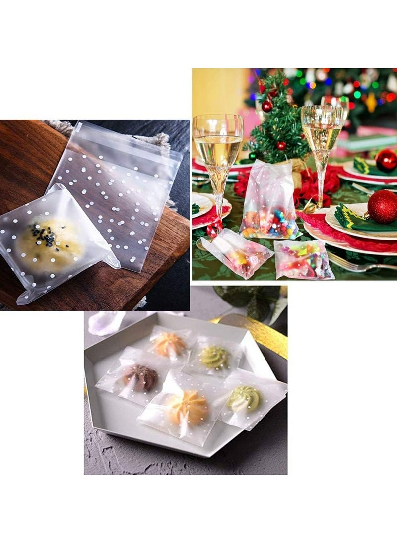 Oasisgalore 400 PCS Self Adhesive Candy Bag , White Polka Dot Clear Bags OPP Plastic Party Bag(4 x 6 inches)  - Image 5