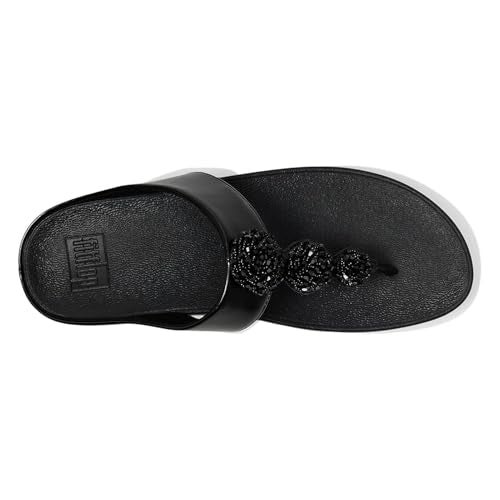 FitFlop Women's Fino Beadie-Button Metallic Toe-Post Sandals, Metallic Black, 5 - Image 4