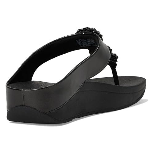 FitFlop Women's Fino Beadie-Button Metallic Toe-Post Sandals, Metallic Black, 5 - Image 5
