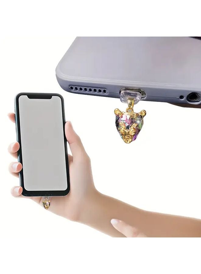 Leopard Head Phone Dust Plug For Type C Port Zirconia Copper Charger Protector - Image 4