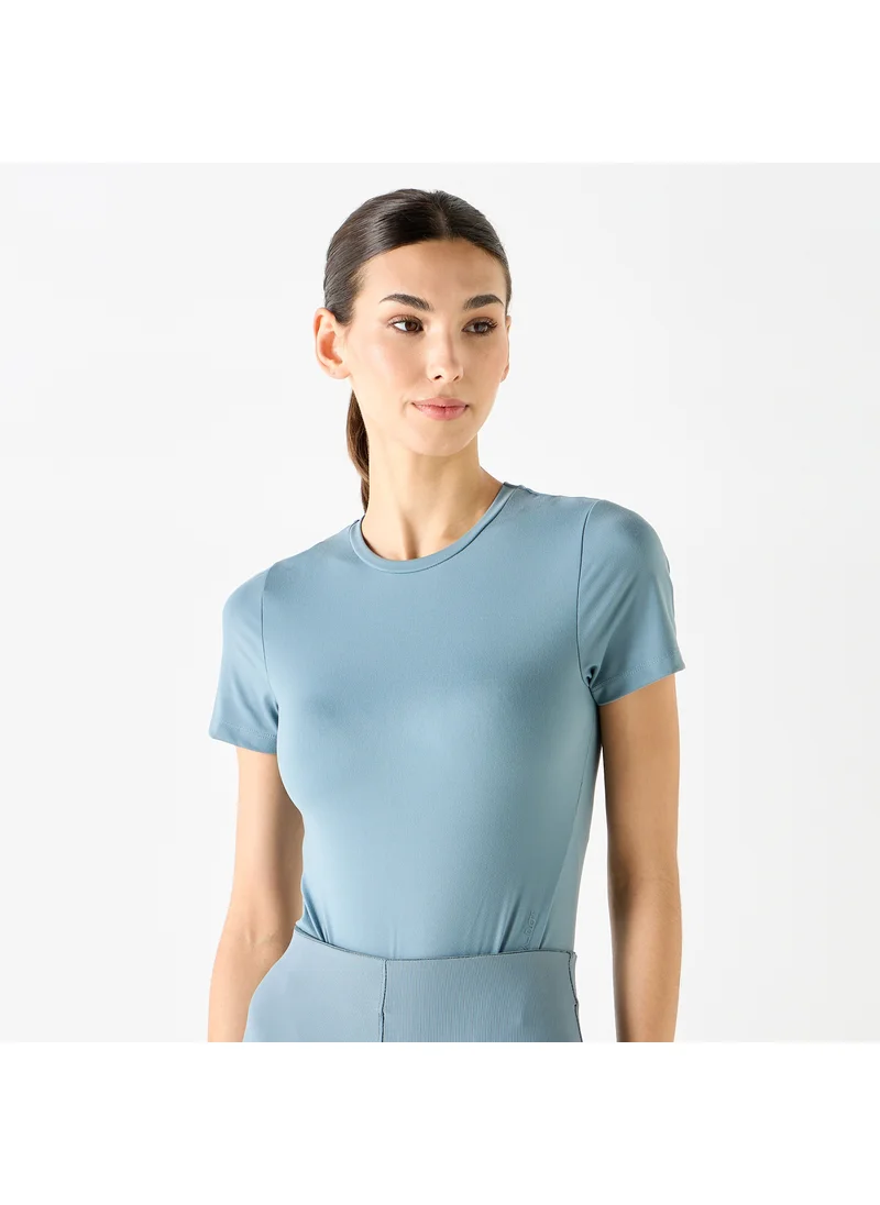 ADOT by Splash Bodysuit with Short Sleeves and Crew Neck