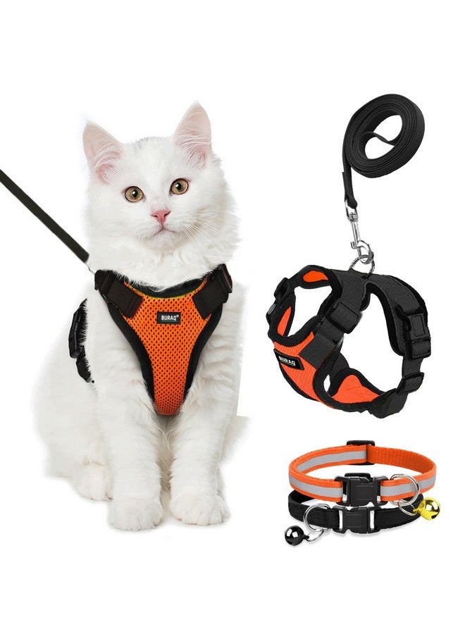 Buraq Pets Escape Proof No Pull Cat Harness with Leash for Outdoor, Walking, Air Mesh Fabric, Easy Control, Adjustable & Durable Cat Leash (S, Orange) - Image 1