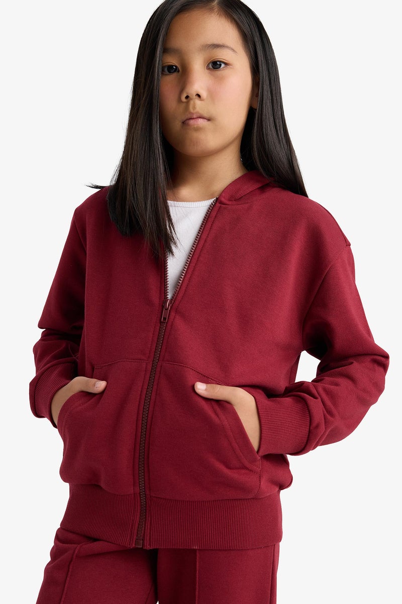 DeFacto Girl Regular Fit Hooded Cardigan Basic - Image 2