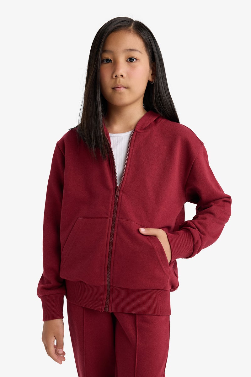 DeFacto Girl Regular Fit Hooded Cardigan Basic - Image 3