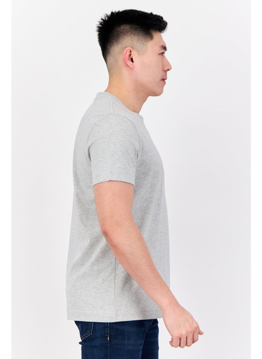 ESPRIT - Men Crew Neck Short Sleeve Brand Logo T-Shirts, Heather Grey - Image 1