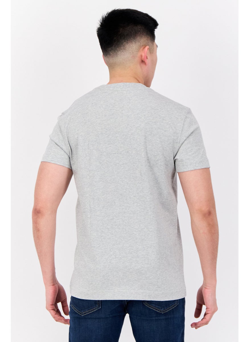 ESPRIT - Men Crew Neck Short Sleeve Brand Logo T-Shirts, Heather Grey - Image 1