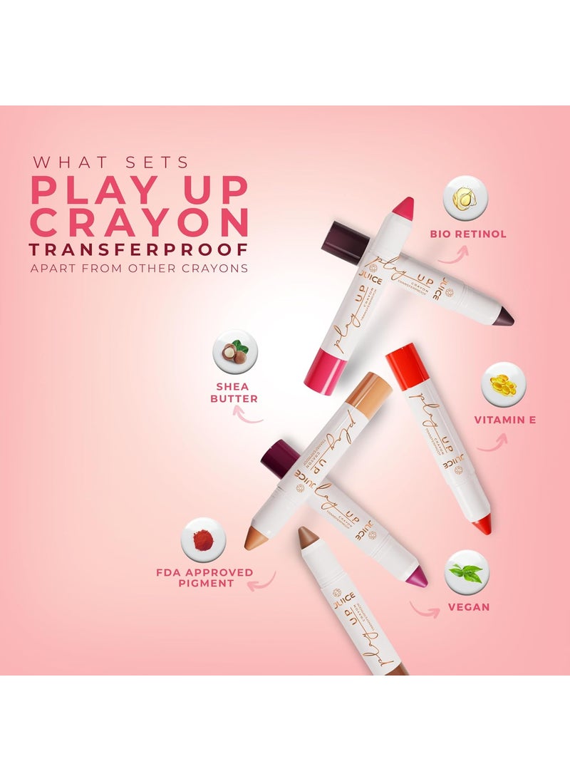 JUICE Play Up Lip CrayonPlay long games with transferproof rich color 3pc Combo SetBrownMCR03 Vino VibesMCR12 Hold My LatteMCR04