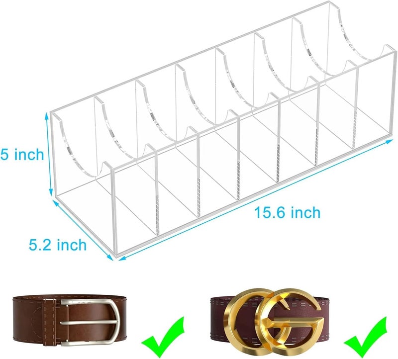 INDIDECOR INDIDECOR 22273 Belt Organizer Acrylic Belt Storage Holder for The Closet 7 Compartments Display Case for Tie and Bow Tie Clear - Image 3