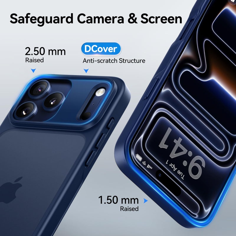 CASEKOO Armor Shockproof Designed for iPhone 17 Pro Case [16FT Military Grade Protection] Matte Finish Protective Phone Case Anti-Fingerprint Thin Slim Hard Cover for iPhone 17 Pro - Deep Blue - Image 3