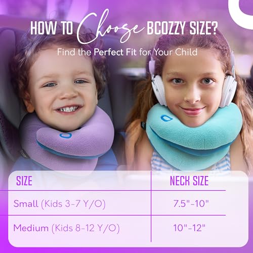 BCOZZY Kids Travel Neck Pillow (8-12 Y/O)– Patented Soft Child Pillow for Head & Chin Support in Car, Airplane, and Road Trip Sleeping. Adjustable Size. Carry Bag. Fully Washable. Medium, Light Purple - Image 5