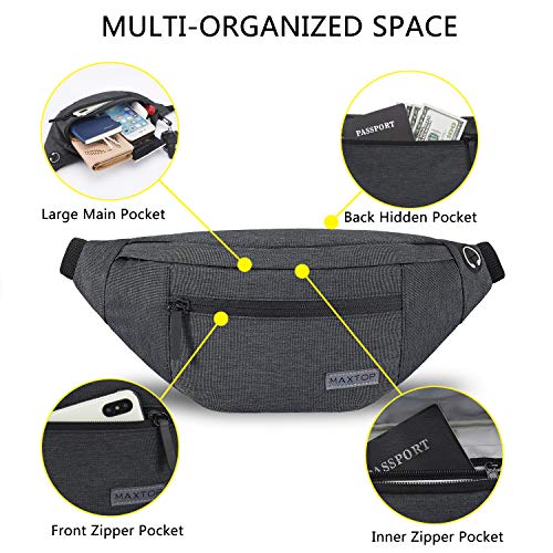 Maxtop Crossbody Fanny Pack Belt Bags Women Men Shoulder Sling Bag with 4-Zipper Pockets,Gifts for Enjoy Sports Festival Workout Traveling Running Casual Hands-Free Waist Pack Carrying All Phones, Large - Image 3