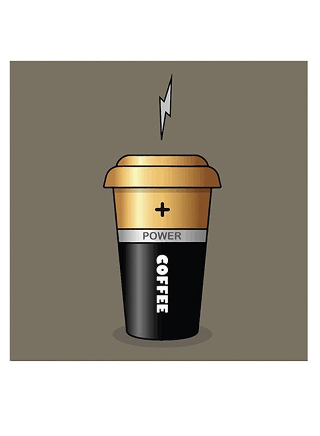 RYN Coffee Lovers Themed Wall Art Grey/Gold/Black 30x30cm - Image 1