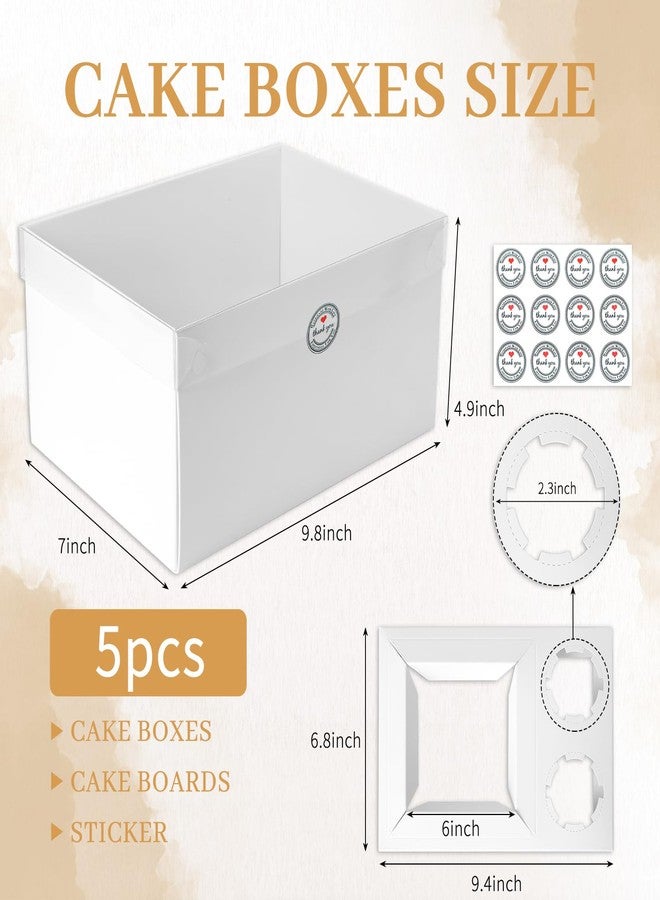 CHENZEM 5 Packs Bento Cake and Cupcake Box Fit 2 muffin Cupcakes and 1 Mini Cake Box with Clear Window and Stickers for Wedding Birthday Mother's Day Party Baking Supplies(White, 1+2(5 Pack)) - Image 2