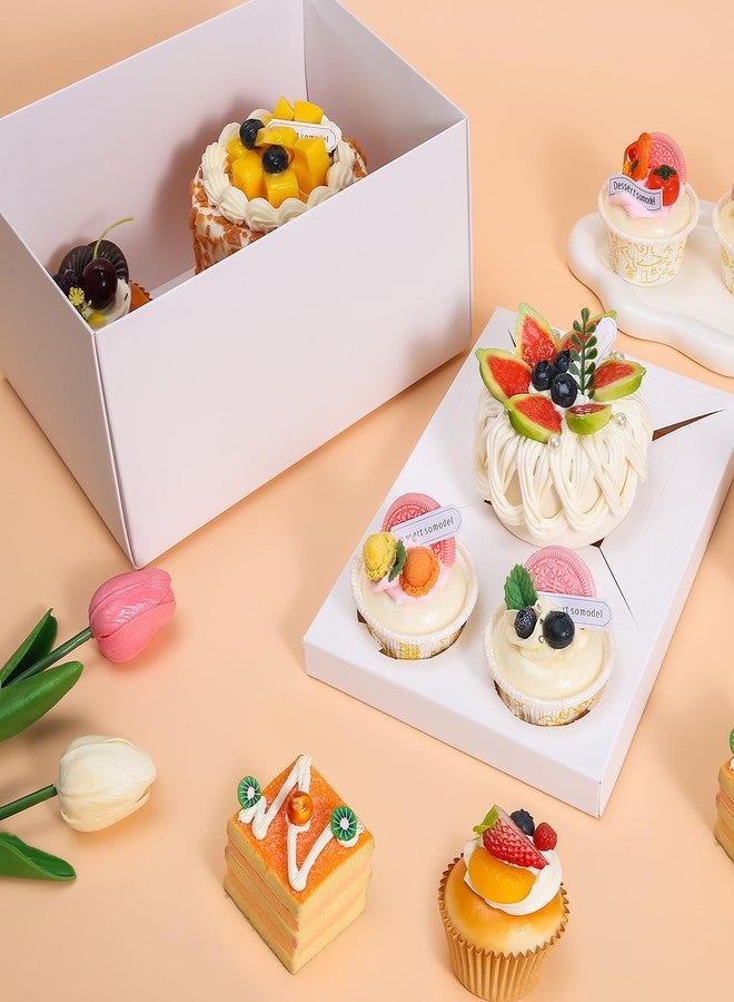 CHENZEM 5 Packs Bento Cake and Cupcake Box Fit 2 muffin Cupcakes and 1 Mini Cake Box with Clear Window and Stickers for Wedding Birthday Mother's Day Party Baking Supplies(White, 1+2(5 Pack)) - Image 5