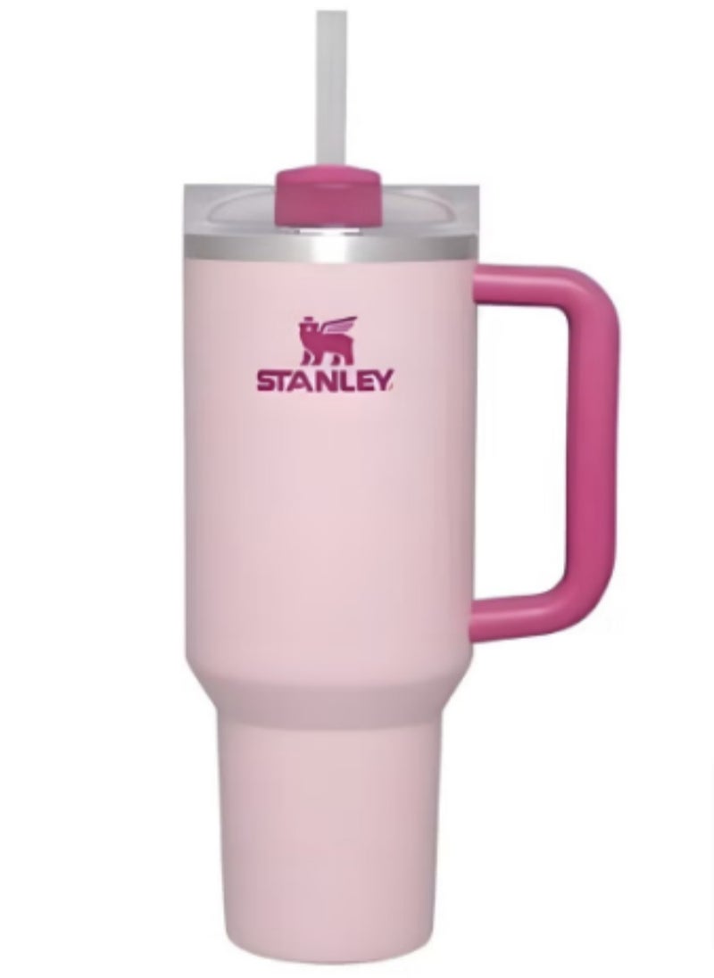 Stanley - 40oz Stanley Quencher H20 Flowstate Stainless Steel Vacuum Insulated Tumbler with Lid and Straw for Water, Iced Tea or Coffee, Smoothie and More, Cream (Flamingo Pink) - Image 1