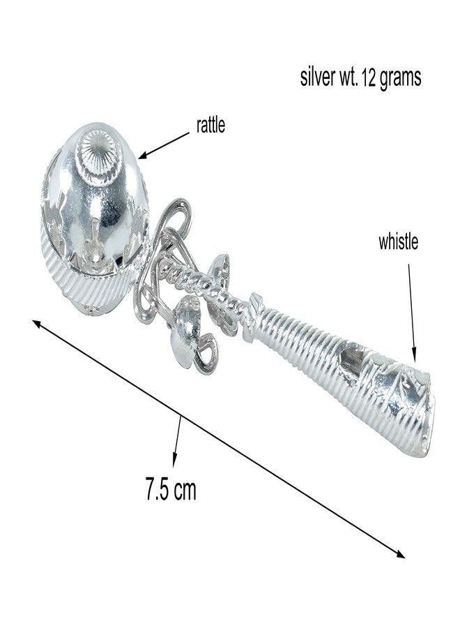 KMJ Pure Silver jhunjhuna Rattle with Whistle for Baby, Gifts for Baby (wt.11 Grams) - Image 2