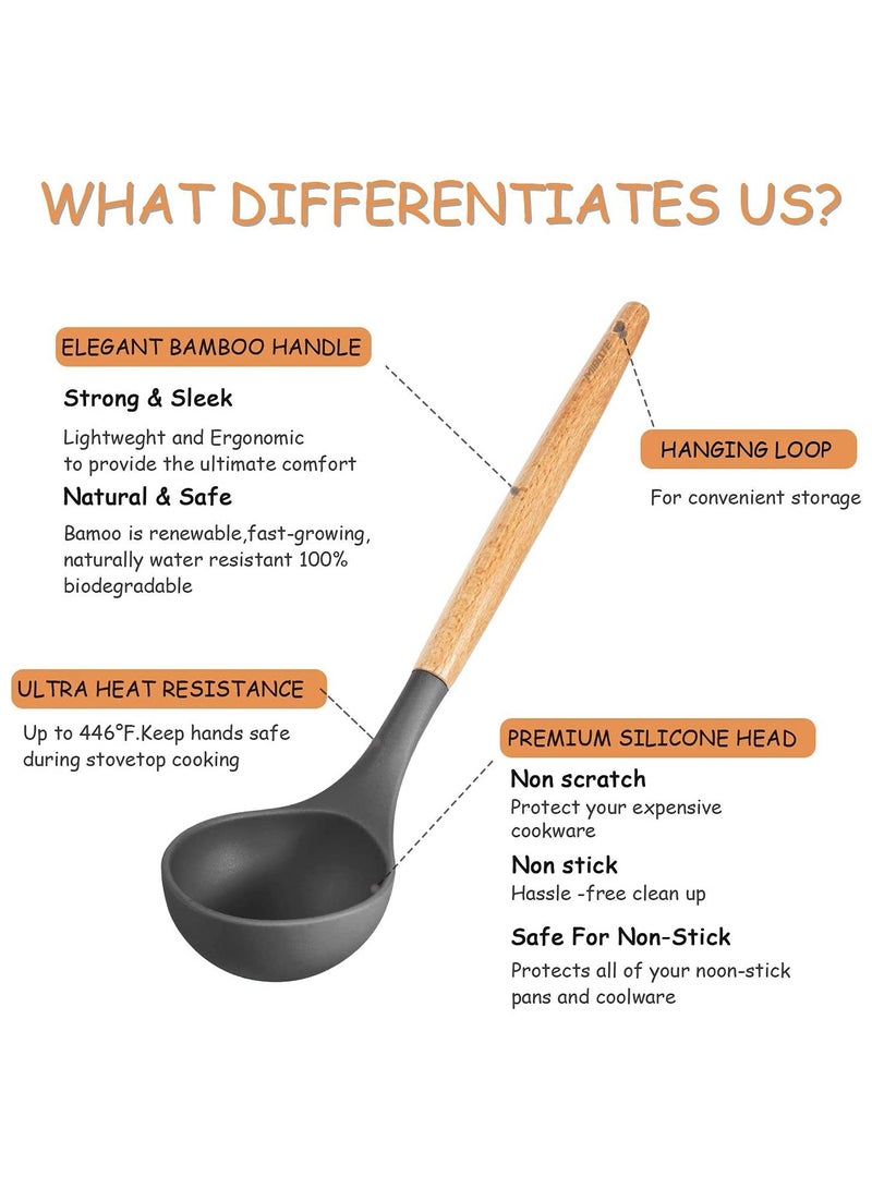 Houmt 12Pcs Silicone Spatula Set Silicone Cooking Utensil Set Silicone Kitchen Utensil Set Wooden Handles Utensils Tool for Nonstick Cookware Rubber Spatula Set Heat-Resistant Spatula - Image 3