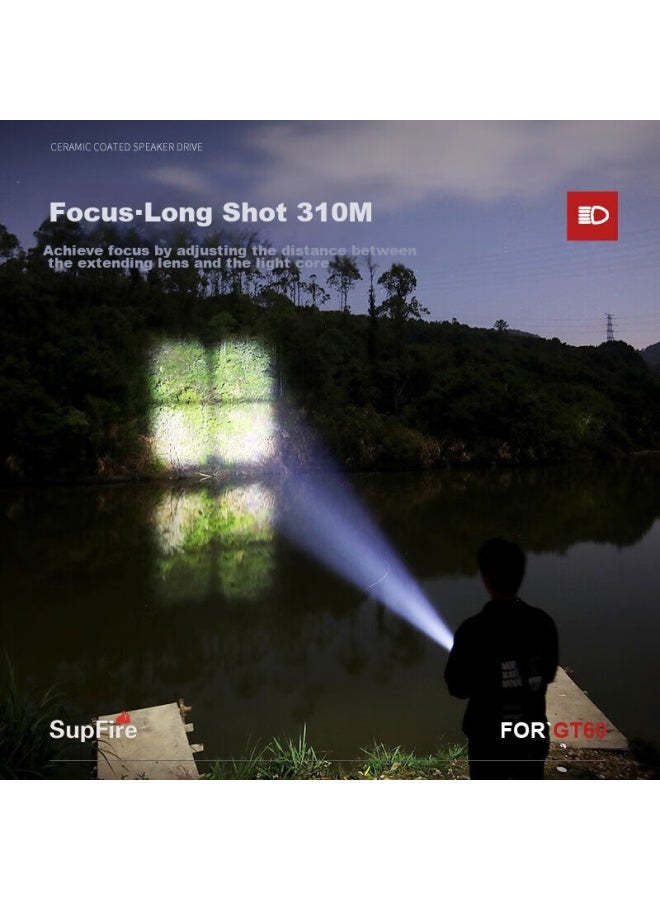 Supfire Flashlight, High Brightness, Long Battery Life, Long-range Illumination, Military-grade Brightness, Outdoor And Home Use, Sky- Piercing Light, 100000 Lumens - Image 3