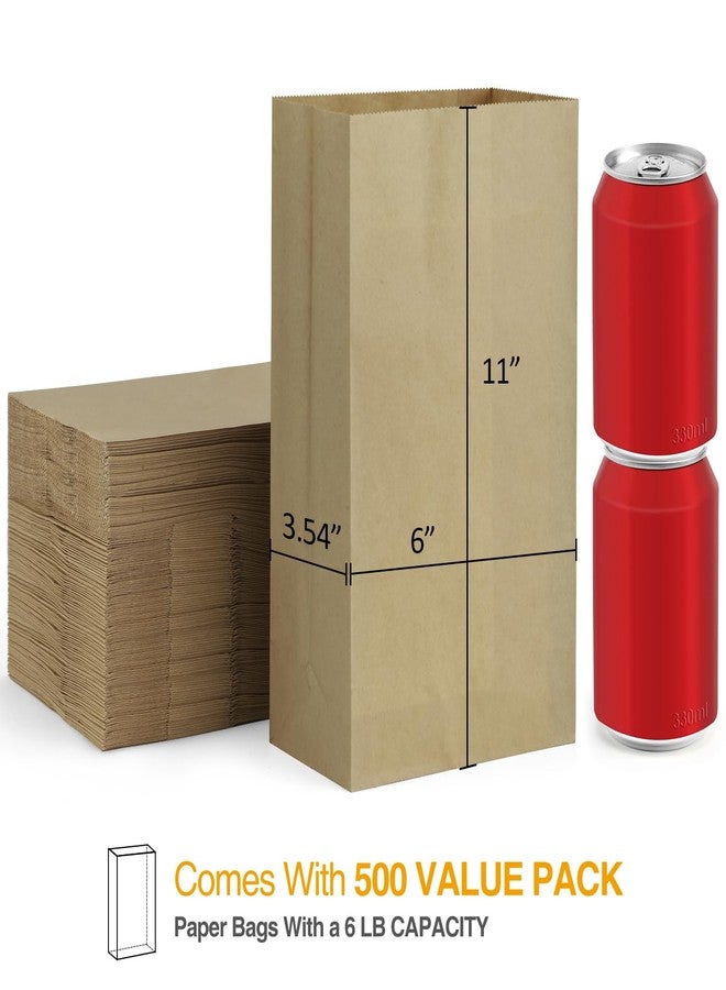 BagDream 500 Pack Paper Lunch Bags 6 Lb Brown Kraft Bag Small Paper Bags Grocery Sacks for Snacks, Crafts, Lunch 6 lb Capacity - Image 2