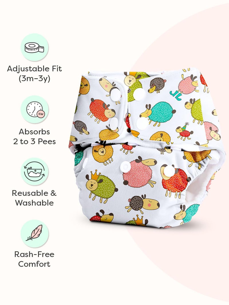 Superbottoms حفاضات قماش متقدمة مضادة للتسرب من سوبر بوتومز للأطفال، مجموعة مكونة من 3 حفاضات قابلة لإعادة الاستخدام و3 وسادات إدخال قابلة للغسل، مناسبة من 3 أشهر إلى 3 سنوات قابلة للتعديل - Image 3