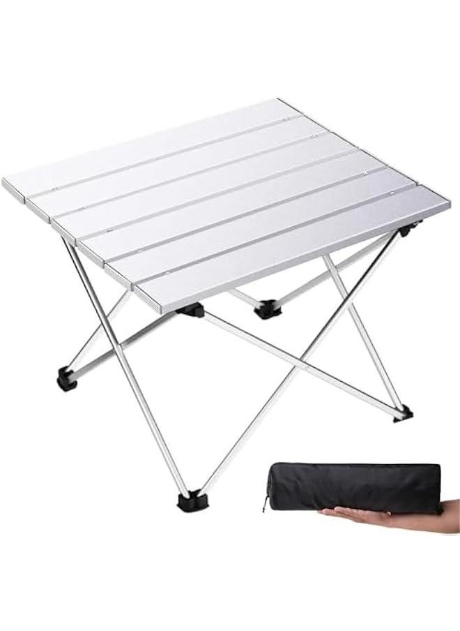 TRASSLE Portable Camping Table with Aluminum Table Top, Folding Beach Table Easy to Carry, Prefect for Outdoor, Picnic, BBQ, Cooking, Festival, Beach, Home (White)  - Image 1
