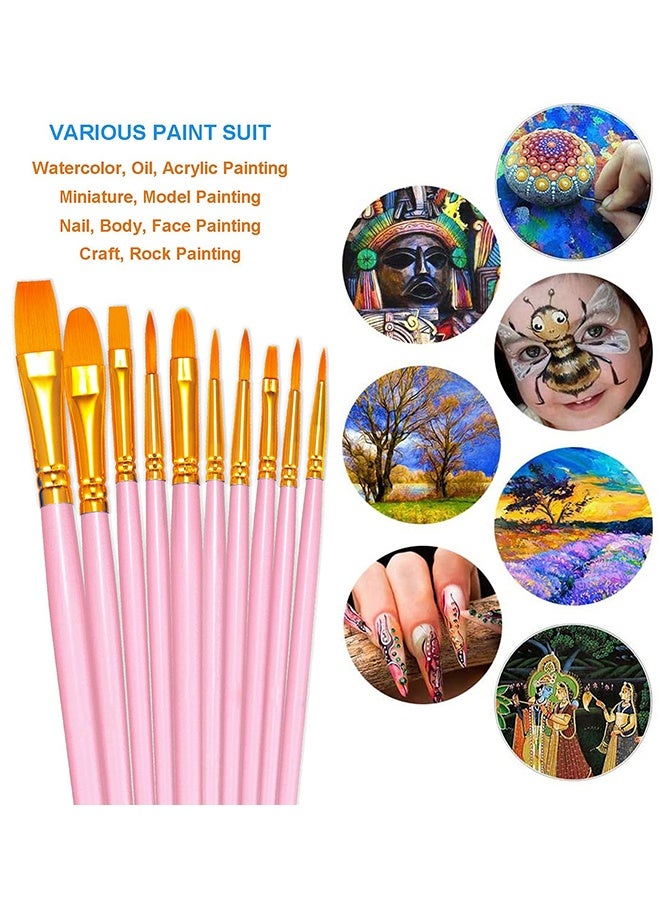 Paint Brush Set,20 Pcs Nylon Hair Paint Brushes for Acrylic Painting,Artist Paintbrushes for Acrylic,Oil,Watercolor Painting,Face Nail Art,Paint Brushes for Kids, Pink  - Image 3