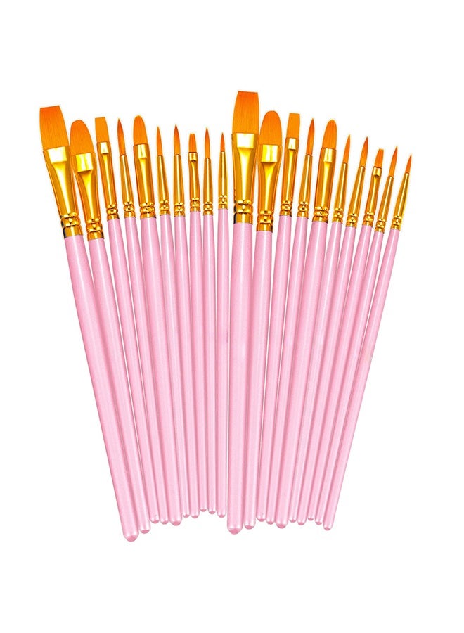 Paint Brush Set,20 Pcs Nylon Hair Paint Brushes for Acrylic Painting,Artist Paintbrushes for Acrylic,Oil,Watercolor Painting,Face Nail Art,Paint Brushes for Kids, Pink  - Image 1