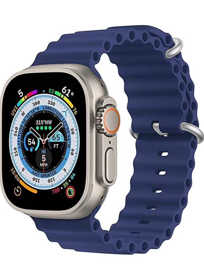 Generic - Ocean Watch Band Silicon Band for Apple Watch Ultra 1/2 49mm 46mm 45mm 44mm 42mm, Silicone Sport Strap Compatible with iwatch Series 10 9 8 7 6 5 4 3 2 1 SE - Image 1
