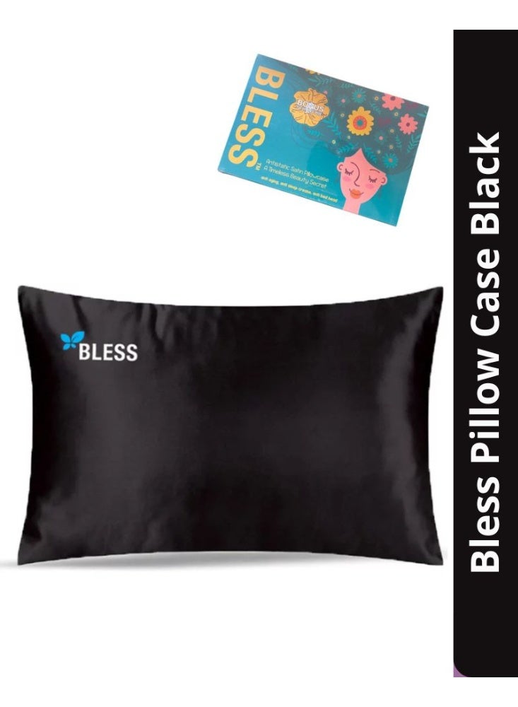 Bless Satin Pillowcase Black (Bonus Scrunchie)