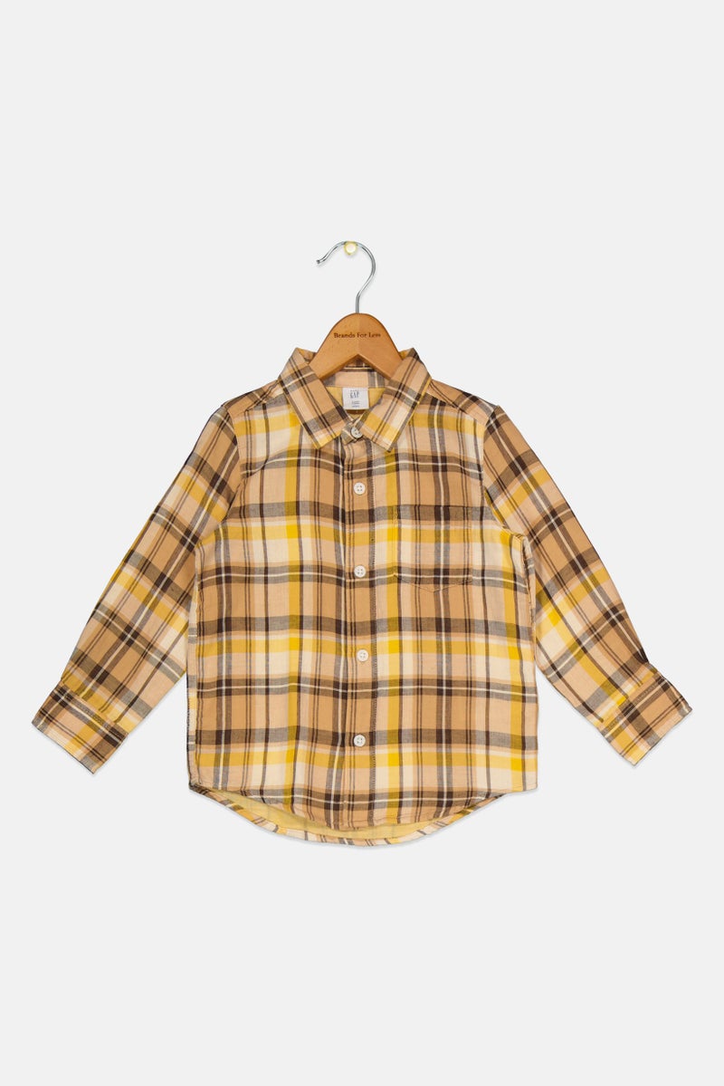 GAP Toddlers Boy Long Sleeve Plaid Casual Shirt, Multicolor  - Image 1