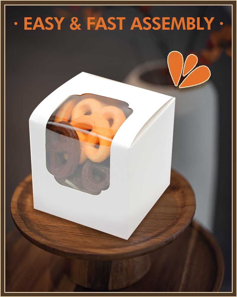 Bakepacker Auto-pop up Cupcake Boxes 30-Packs Individual Cupcake Container White 3.5" x 3.5" x 3.5" Single Cupcake Boxes - Image 5