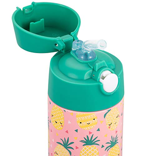 Snug Insulated Kids Water Bottle with Straw & Spout – Double-Wall Stainless Steel, Leakproof, Easy-Flip Lid – For School, Travel, Toddlers & Big Kids - Pineapples, 12oz - Image 3