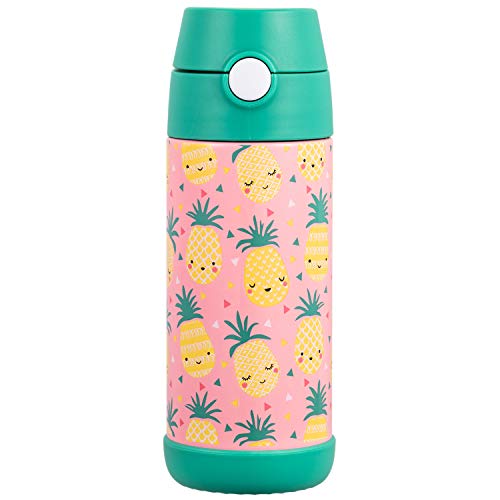 Snug Insulated Kids Water Bottle with Straw & Spout – Double-Wall Stainless Steel, Leakproof, Easy-Flip Lid – For School, Travel, Toddlers & Big Kids - Pineapples, 12oz - Image 2
