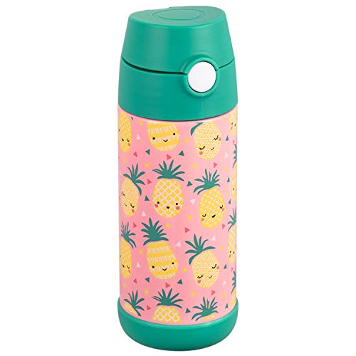 Snug Insulated Kids Water Bottle with Straw & Spout – Double-Wall Stainless Steel, Leakproof, Easy-Flip Lid – For School, Travel, Toddlers & Big Kids - Pineapples, 12oz - Image 1