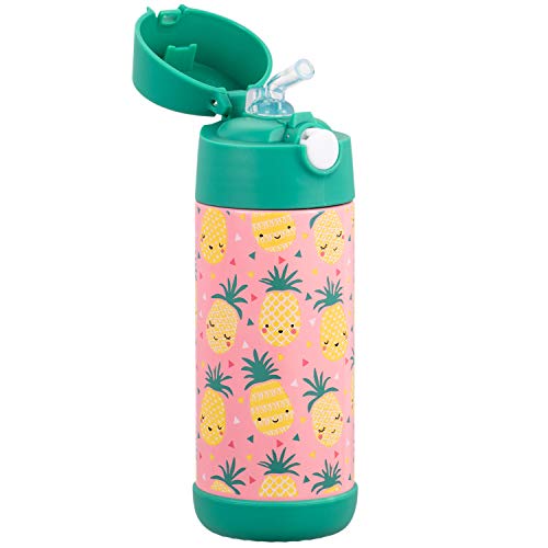 Snug Insulated Kids Water Bottle with Straw & Spout – Double-Wall Stainless Steel, Leakproof, Easy-Flip Lid – For School, Travel, Toddlers & Big Kids - Pineapples, 12oz - Image 4
