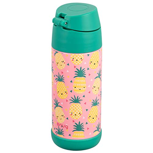 Snug Insulated Kids Water Bottle with Straw & Spout – Double-Wall Stainless Steel, Leakproof, Easy-Flip Lid – For School, Travel, Toddlers & Big Kids - Pineapples, 12oz - Image 5