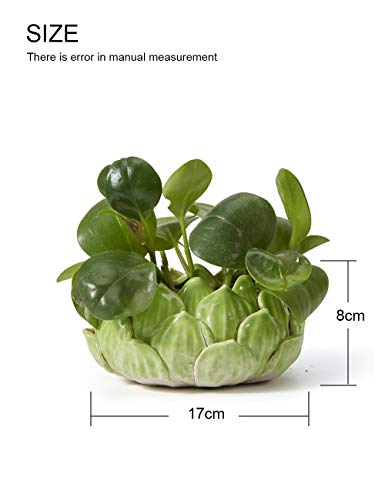 SEINHIJO Indoor Planter Ceramic Succulent Cactus Pot Flower Gift Modern Decor Art for Living Room Office Home Green 7.1inch - Image 4