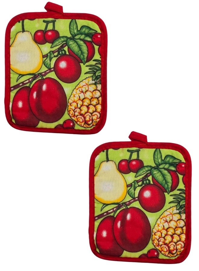 مساكات قماش للمطبخ 2 قطعة عازلة للحرارة العالية ومقاومة للسخونة – حامل أواني وأطباق ساخنة وصواني الفرن – واقيات يد قماشية آمنة لحمل القدور والطواجن – مساكات مطبخ عملية ومتعددة الاستخدامات للحماية من الحروق أثناء الطهي والتقديم اليومي في المطبخ20x17 سم - Image 2