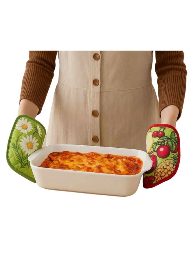 مساكات قماش للمطبخ 2 قطعة عازلة للحرارة العالية ومقاومة للسخونة – حامل أواني وأطباق ساخنة وصواني الفرن – واقيات يد قماشية آمنة لحمل القدور والطواجن – مساكات مطبخ عملية ومتعددة الاستخدامات للحماية من الحروق أثناء الطهي والتقديم اليومي في المطبخ20x17 سم - Image 4