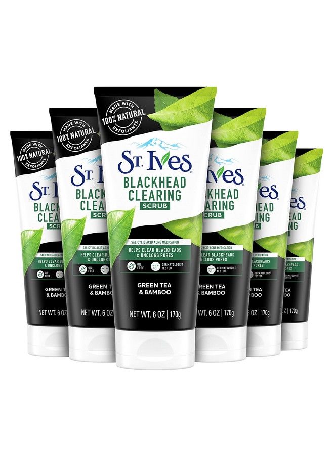 ST. Ives Face Scrub Clears Blackheads And Unclogs Pores Green Tea And Bamboo With Oilfree Salicylic Acid Acne Medication Made With 100 Percent Natural Exfoliants 6 Ounce (Pack Of 6) - Image 2