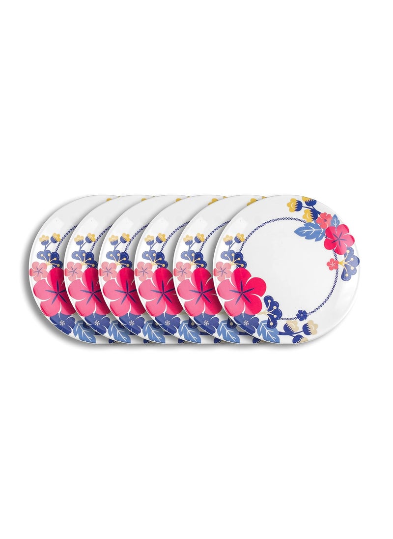Superware Superware | Food Grade Melamine | Dinner Plate Set – Hibiscus (12.5 inches, 6 nos.) | Dinnerware, Tableware, Stain Free, Glazed Finish  - Image 1