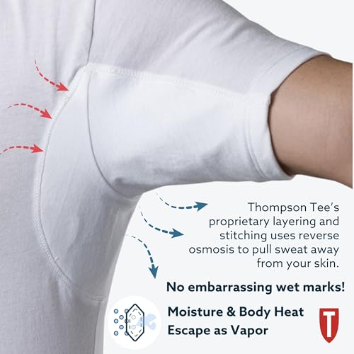 THOMPSON TEE Men's Sweatproof Undershirt - Cotton Deep V Neck T-Shirt with Underarm Sweat Pads - Original Fit - Aluminum-Free Alternative - White - XX-Large - Image 3
