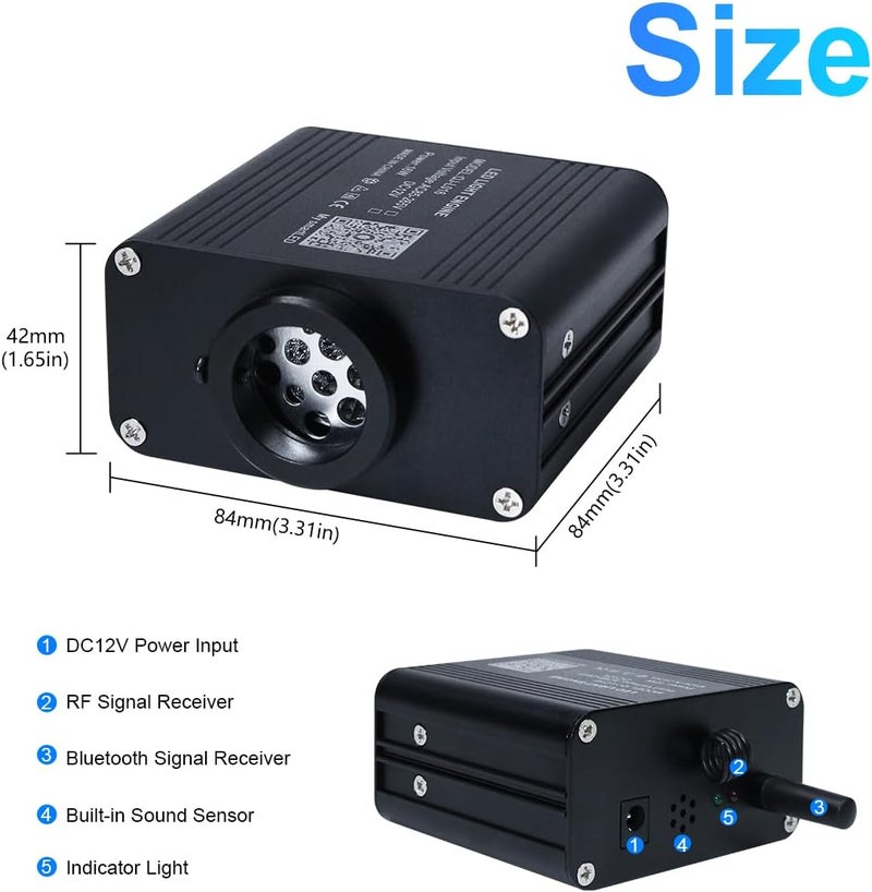 Amki 16W Twinkle+Sound Mode RGBW Light Source Engine Driver Remote/APP Control Starlight Box Motor for Fiber Optic Star Ceiling Light Kit - Image 3