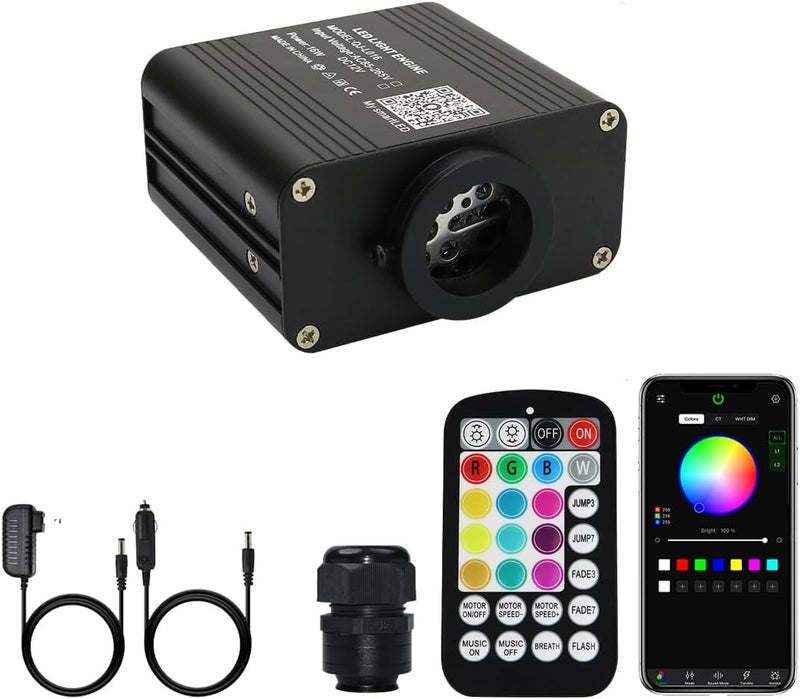 Amki 16W Twinkle+Sound Mode RGBW Light Source Engine Driver Remote/APP Control Starlight Box Motor for Fiber Optic Star Ceiling Light Kit - Image 1