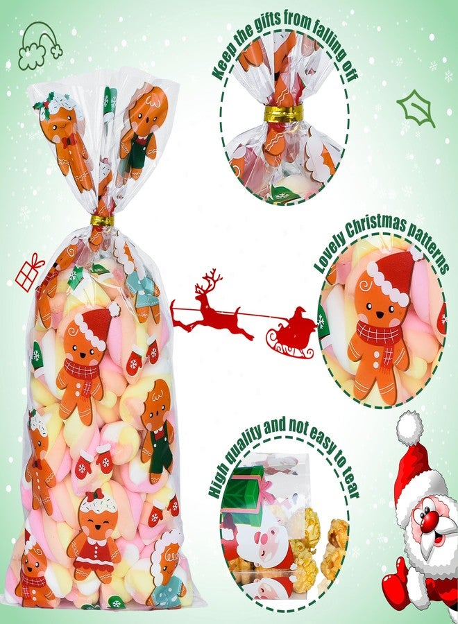 Twavang 120 Pcs Christmas Cellophane Treat Bags, Xmas Gift Candy Goodies Bags with 140 Pcs Twists for Snacks Cookies Packing (10.6 x 5.1 inches) - Image 4