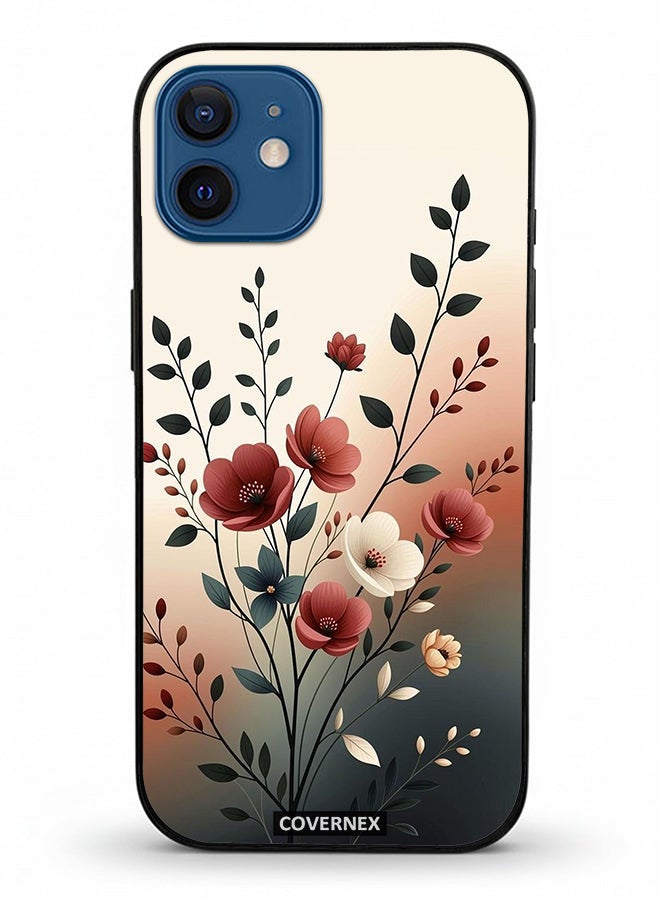 Covernex Apple iPhone 12 Protective Case Cover Printed Featuring Elegant Soft Pastel Florals - Image 2