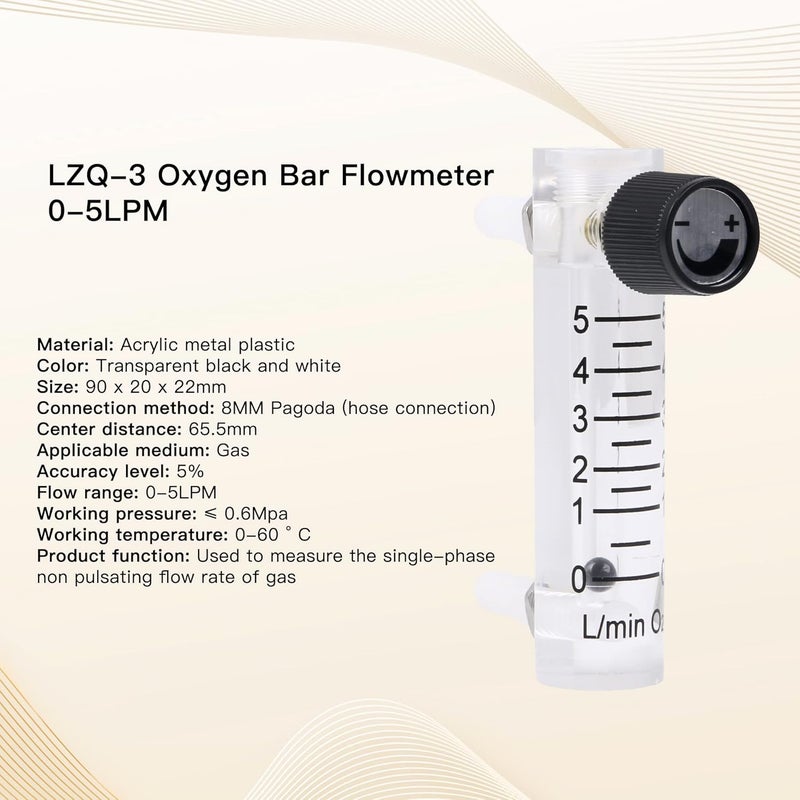 CNBTR Oxygen Flow Meter 0-5 LPM Acylic Flowmeter Gas Acrylic Metal Fitting for Oxygen Air Gas Conectrator - Image 2