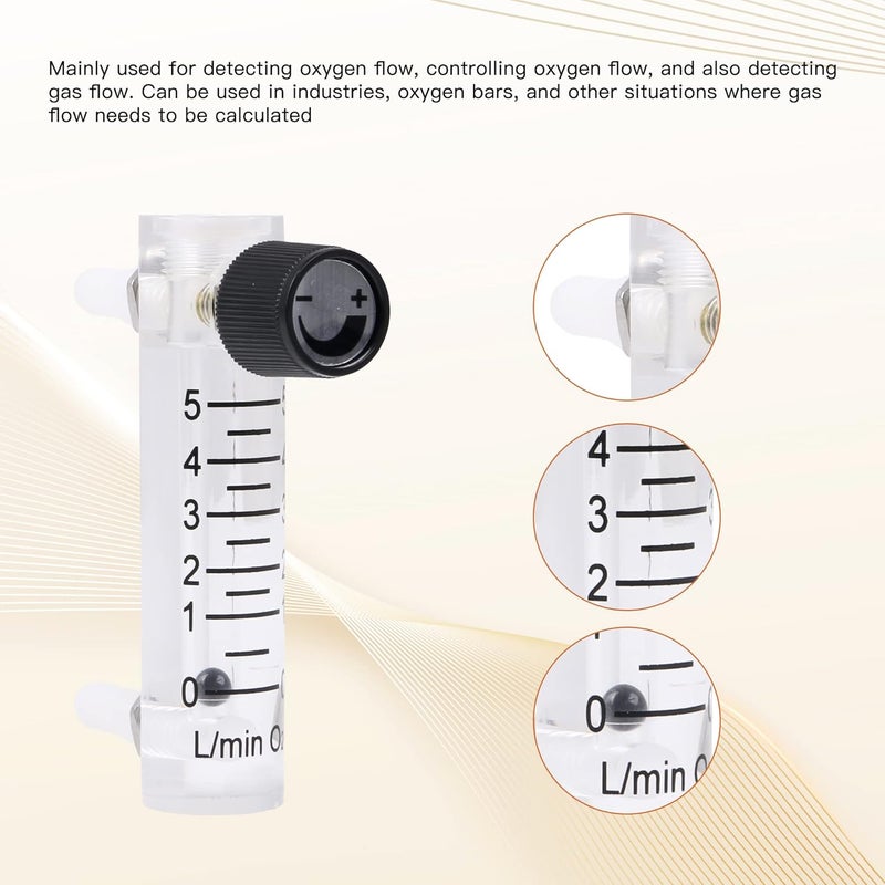 CNBTR Oxygen Flow Meter 0-5 LPM Acylic Flowmeter Gas Acrylic Metal Fitting for Oxygen Air Gas Conectrator - Image 3