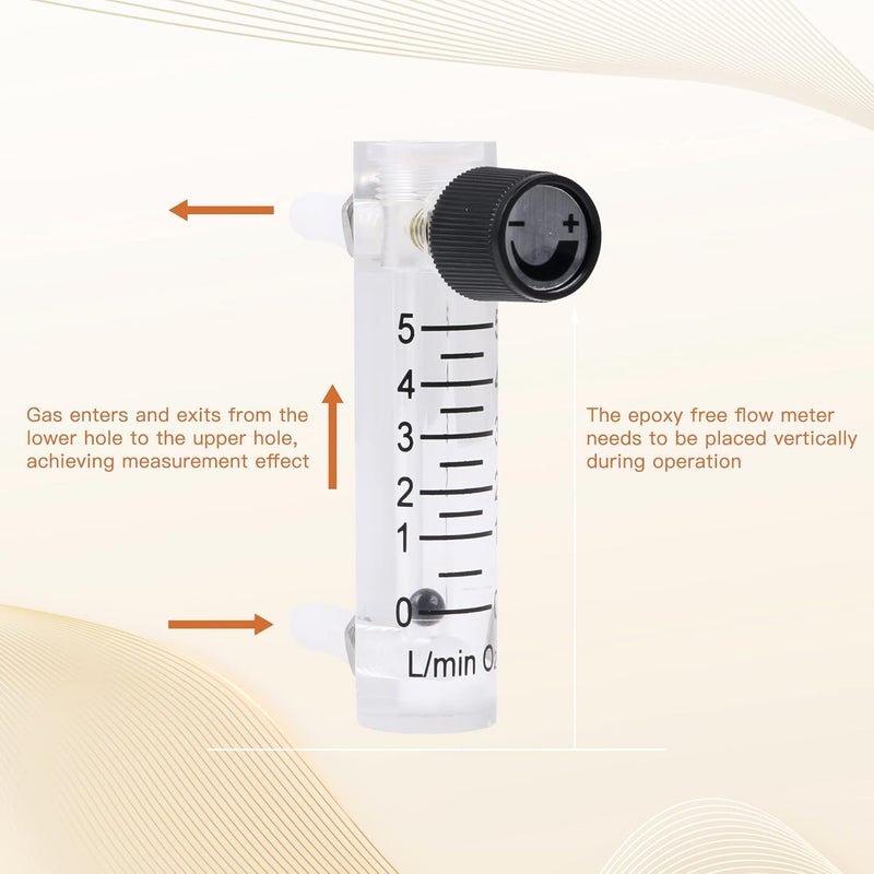 CNBTR Oxygen Flow Meter 0-5 LPM Acylic Flowmeter Gas Acrylic Metal Fitting for Oxygen Air Gas Conectrator - Image 5