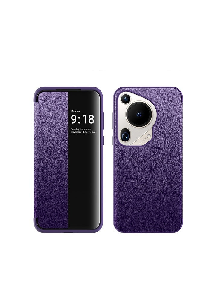 General Flip Wallet Case Compatible with Huawei Pura 70 Ultra Case Clear View Window,Magnetic Slim Flip Case Drop Protection Shockproof Protective Cover for Huawei Pura 70 Ultra 
